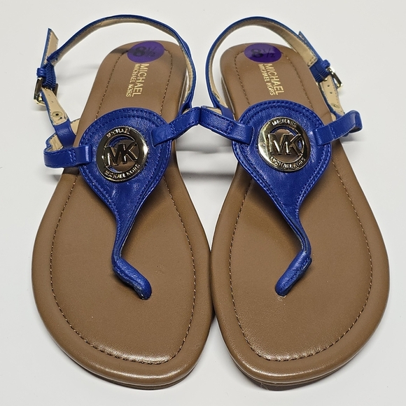 Michael Kors Capri Thong Royal Blue Leather Sandals 8.5M NWT - Picture 1 of 8